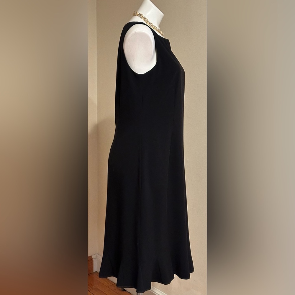 GRACE Black Sleeveless Flare Dress Ruffles Zipper Closure In Back Sz 12 - Picture 6 of 16